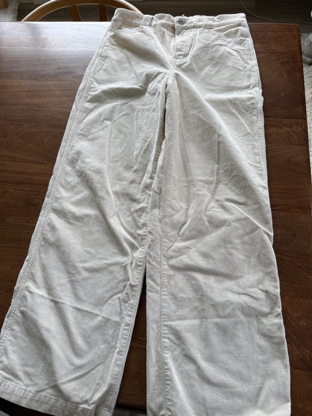 Madewell Emmet Wide Leg Corduroy Jeans in Off-White